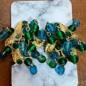 Elegant Gold and Green Beaded Earrings
